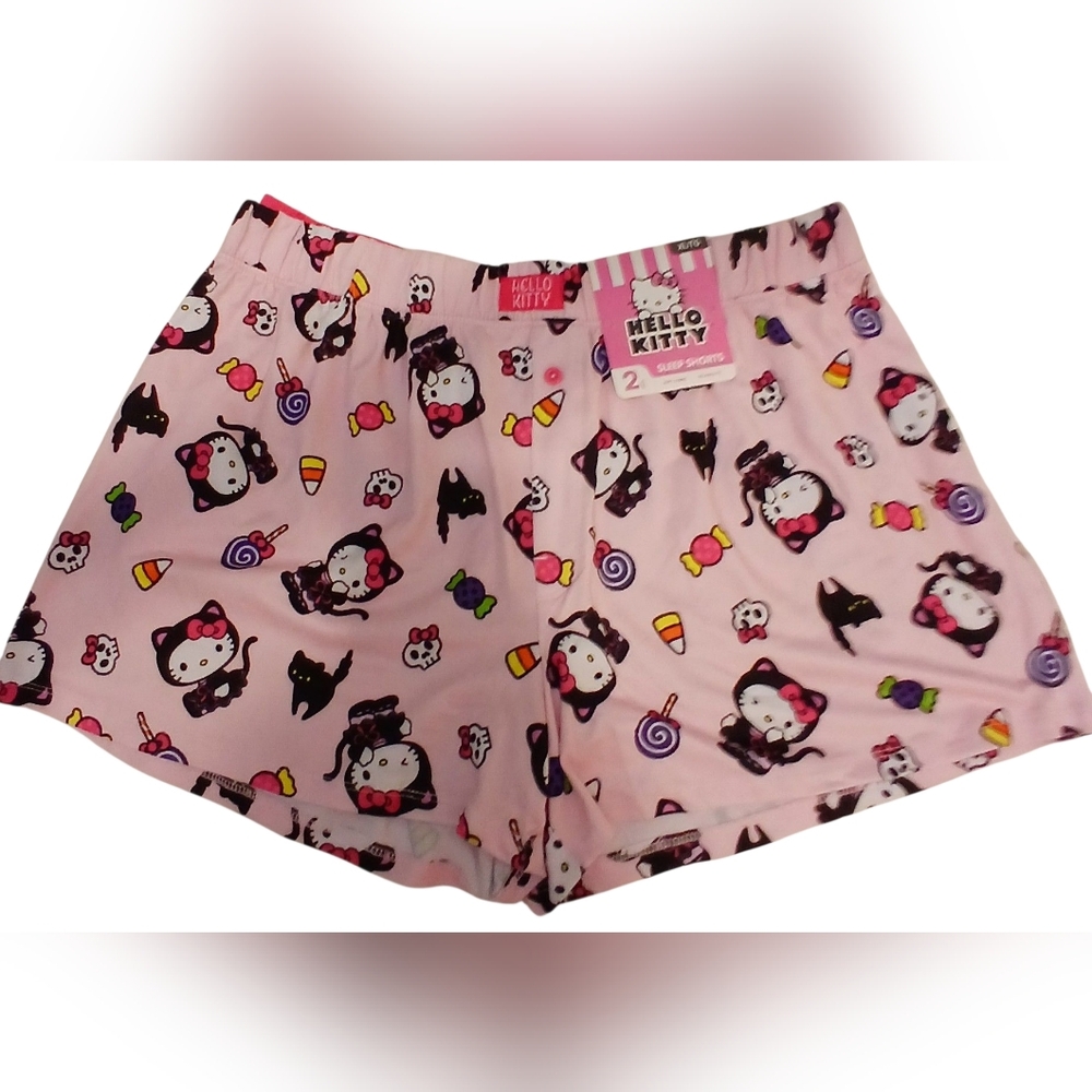 Hello Kitty Halloween 2-Pack Sleep Shorts 🎃 Pink & Black Cat Print | Size XL |